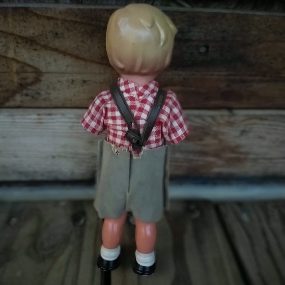 Vintage Celluloid Dancing German Boy Doll 1950s 50s Lederhosen - Picture 3 of 11